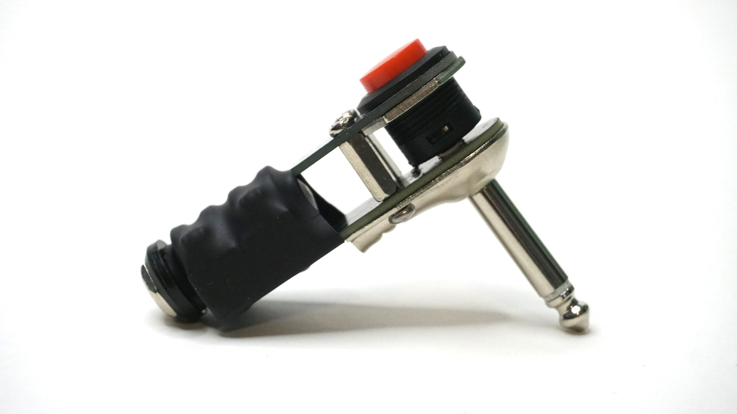 Arcade-Style Kill-Switch for guitar / Synth / Audio equipment - Mono quarter-inch momentary mute switch - 1/4th inch right angle plug