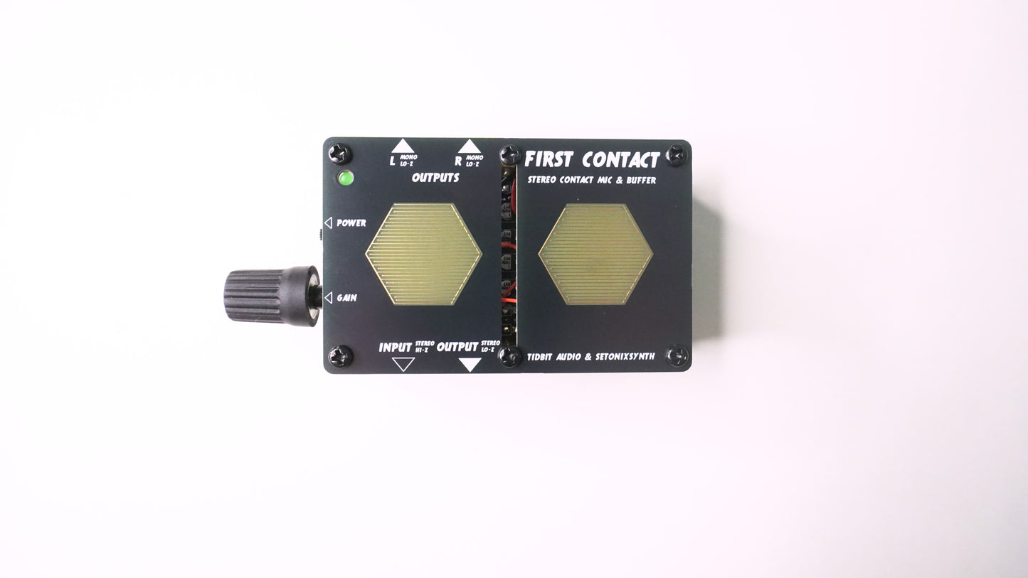 First Contact stereo contact mic & preamp - Standalone Eurorack compatible mic amplifier - Eurorack compatible