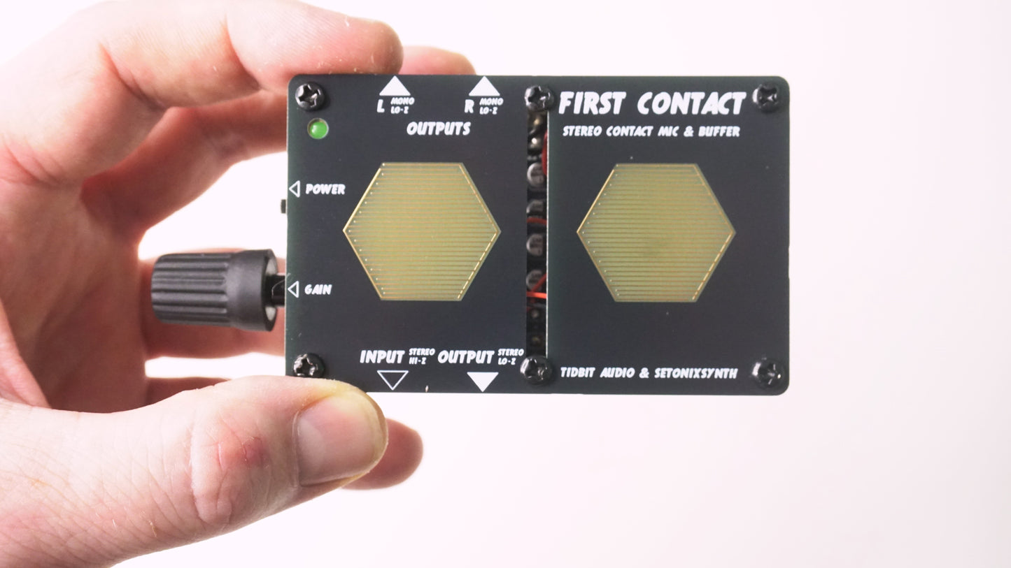 First Contact stereo contact mic & preamp - Standalone Eurorack compatible mic amplifier - Eurorack compatible