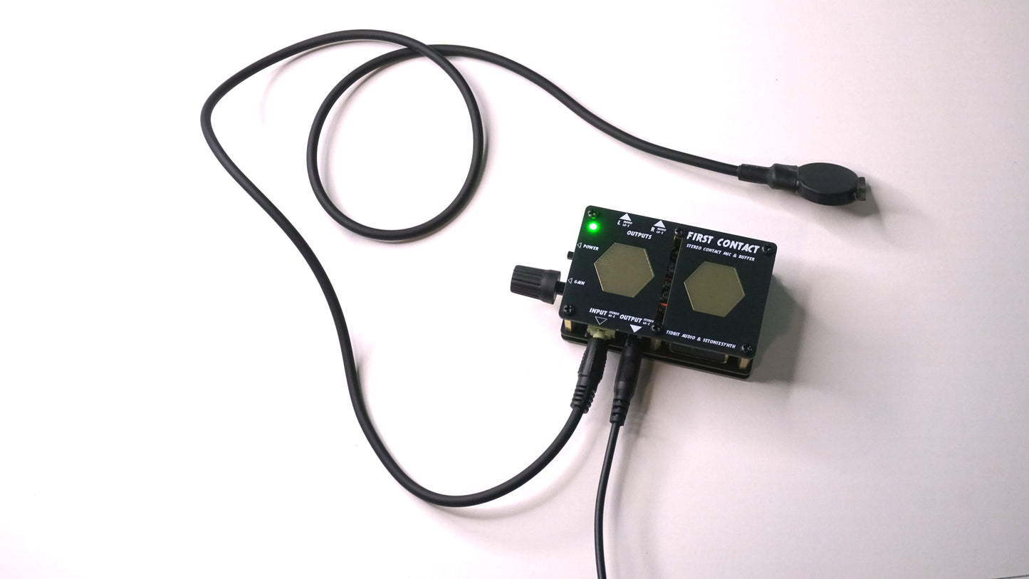 First Contact stereo contact mic & preamp - Standalone Eurorack compatible mic amplifier - Eurorack compatible